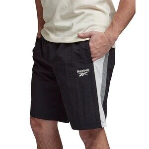 Reebok Men's Ivy League Regular-Fit Color blocked Crinkled Shorts Black S
